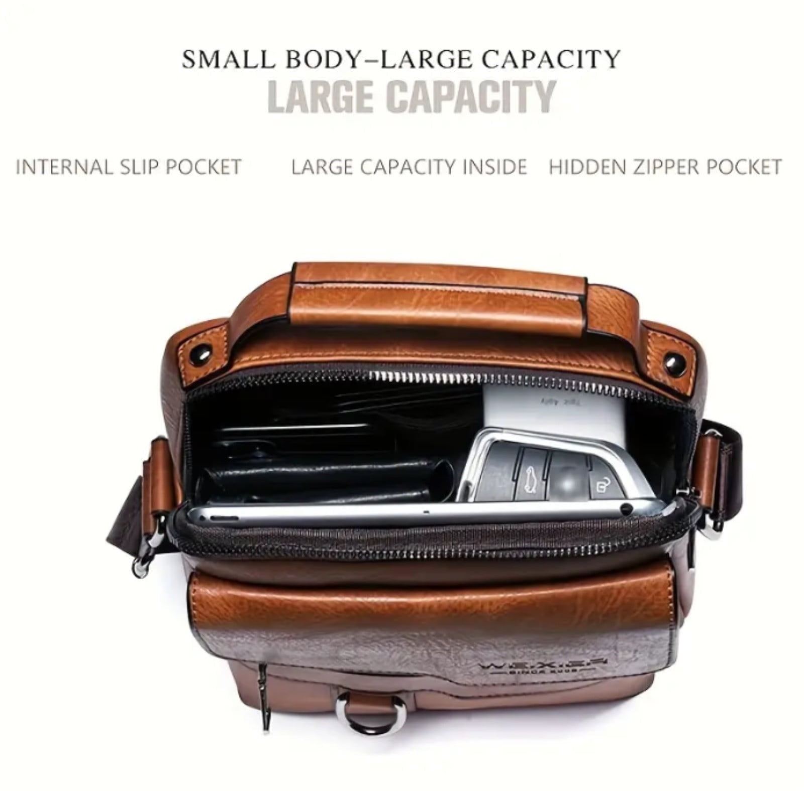 Clearance Storage Crossbody Bag Men's Shoulder Bag Vintage Leather Vertical Hand Business Men's Casual Leather Bag Satchel Bag For Men Gift For Father /Anniversary, Storage Containers for Home