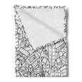 thumbnail image 2 of City Soft Flannel Fleece Throw Blanket, Crowded Urban Life Depiction in a Simple Black and White Drawing Big Buildings, Cozy Plush for Indoor and Outdoor Use, 50" x 60", Black White, by Ambesonne, 2 of 5