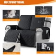 thumbnail image 6 of KINCAM Waterproof Recliner Sofa Cover for 2 Seater , Non-Slip Washable Furniture Protector with Storage Pocket, Black, 6 of 9