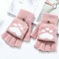 thumbnail image 4 of D-GROEE 1 Pair Plush Flip Cover Cartoon Cat Claw Mittens Winter Warm Fingerless Gloves Soft Half Finger Mittens Gloves for Women Girls, 4 of 8