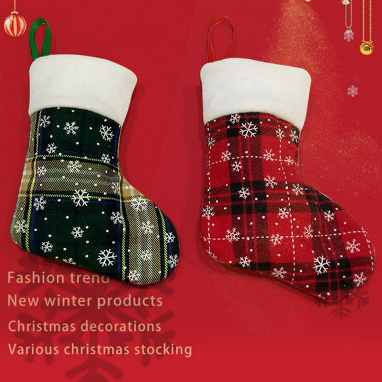 Small Christmas Stockings, Mini Xmas Buffalo Plaid Stocking