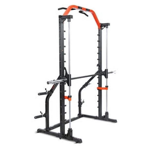 Sunny Health & Fitness Premium Squat Smith Machine - 3 in 1 Multifunction Power Rack with Adjustable Pull Up Bar for Home Gym – SF-XF920021