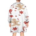 thumbnail image 2 of Wearable Oversized Blanket,Red Christmas Gingerbread Man Pattern Wearable Blanket Hoodie for Adults,Cozy Hooded Blankets with Super Pockets,Super Warm Fuzzy Pullover for Women & Men, 2 of 6
