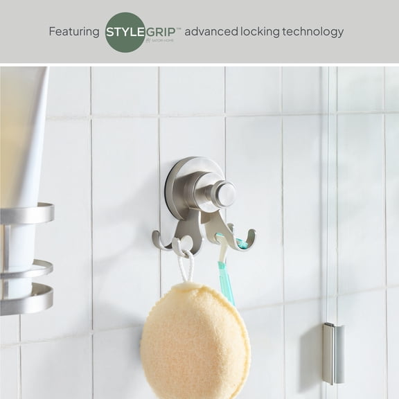 Better Homes & Gardens StyleGrip™ Suction Mount Shower Multi-Hook, Satin Nickel