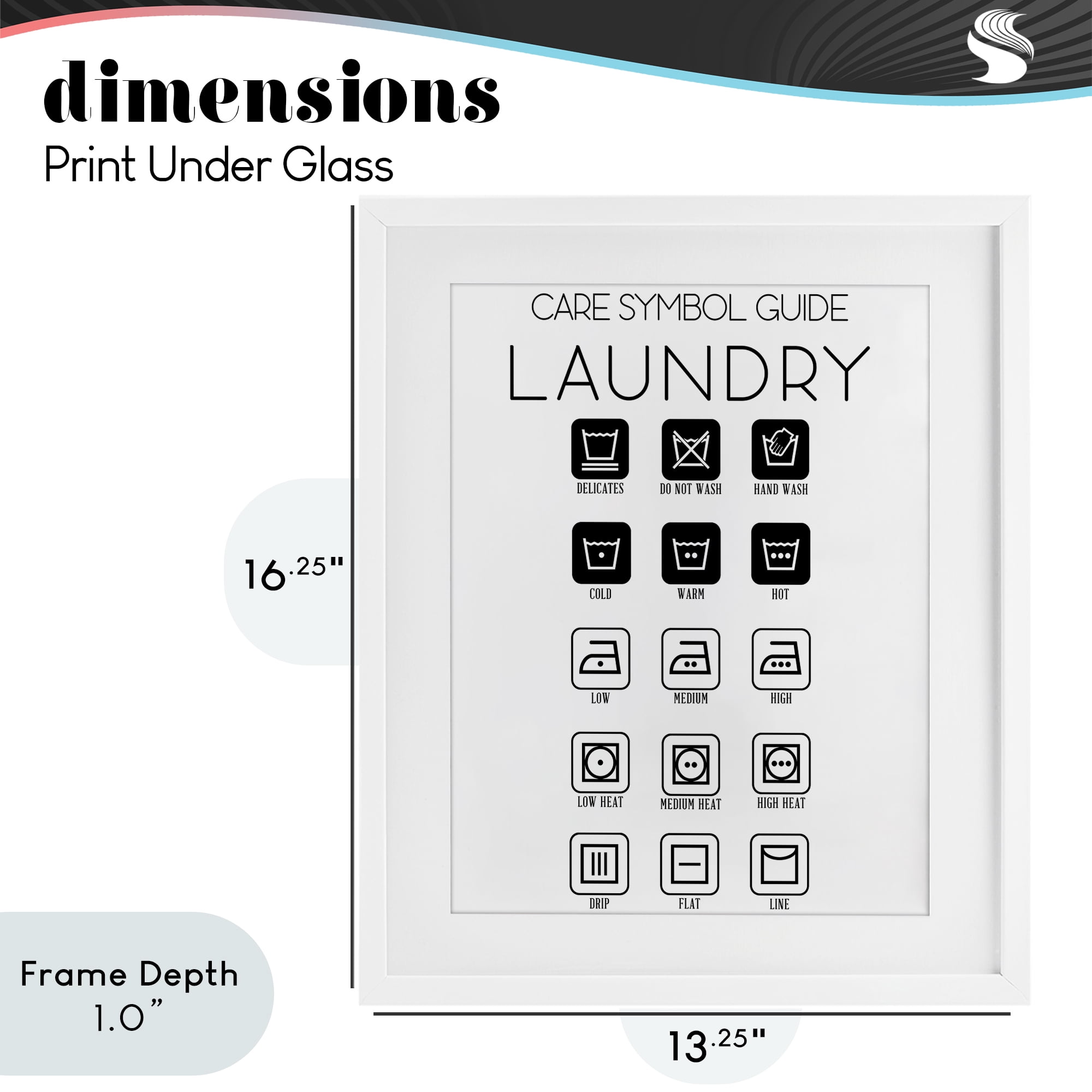 Stupell Industries Laundry Care Symbol Guide White Framed Print Under Glass, design by SD Graphics Studio