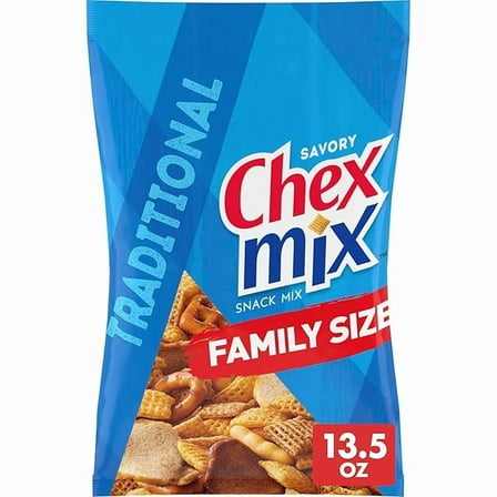 Chex Mix Traditional Savory Snack Mix, Snacks, Family Size, 13.5 oz