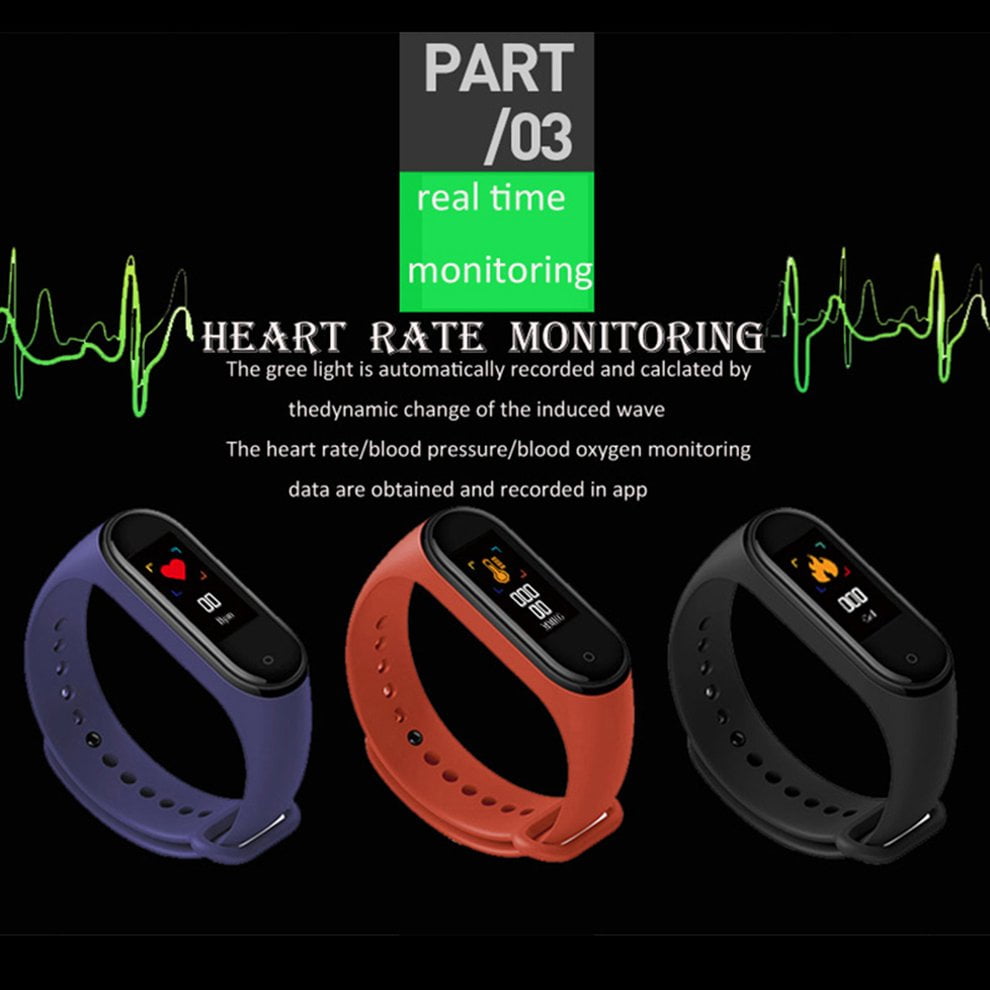M4 Smart Watch Band Heart Rate Monitor Fitness Monitor Message Reminder Colorful Screen Bracelet Sport Band Activity Health Tracker Waterproof Smart Watch Wristband Blood Pressure. Walmart