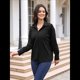 thumbnail image 5 of Blusa Elegante de Larga para Mujer, Estilo Informal, con Cuello Abotonado y Plisada Al Frente. Negro XXL, 5 of 8