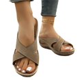 thumbnail image 4 of Willtoo Sandals for Women Comfort Flat Shoes Orthopedic Slides Flip Flops Leather Sandals Flat Casual Slippers, 4 of 7