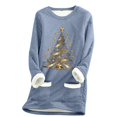 thumbnail image 1 of WEAIXIMIUNG Sweatshirts Femme Arbre de Noël Manches Longues Col Rond Poche Rembourré Pull Chaud, 1 of 5