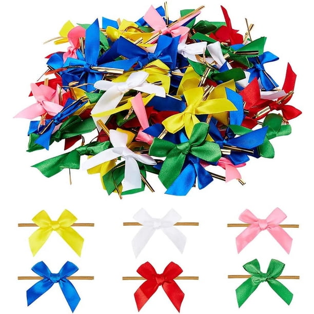 180 unidades de lazos de cinta de 5,6 cm (2,2 pulgadas) en 6 colores, lazos pequeños para embalaje, lazos para envolver regalos.