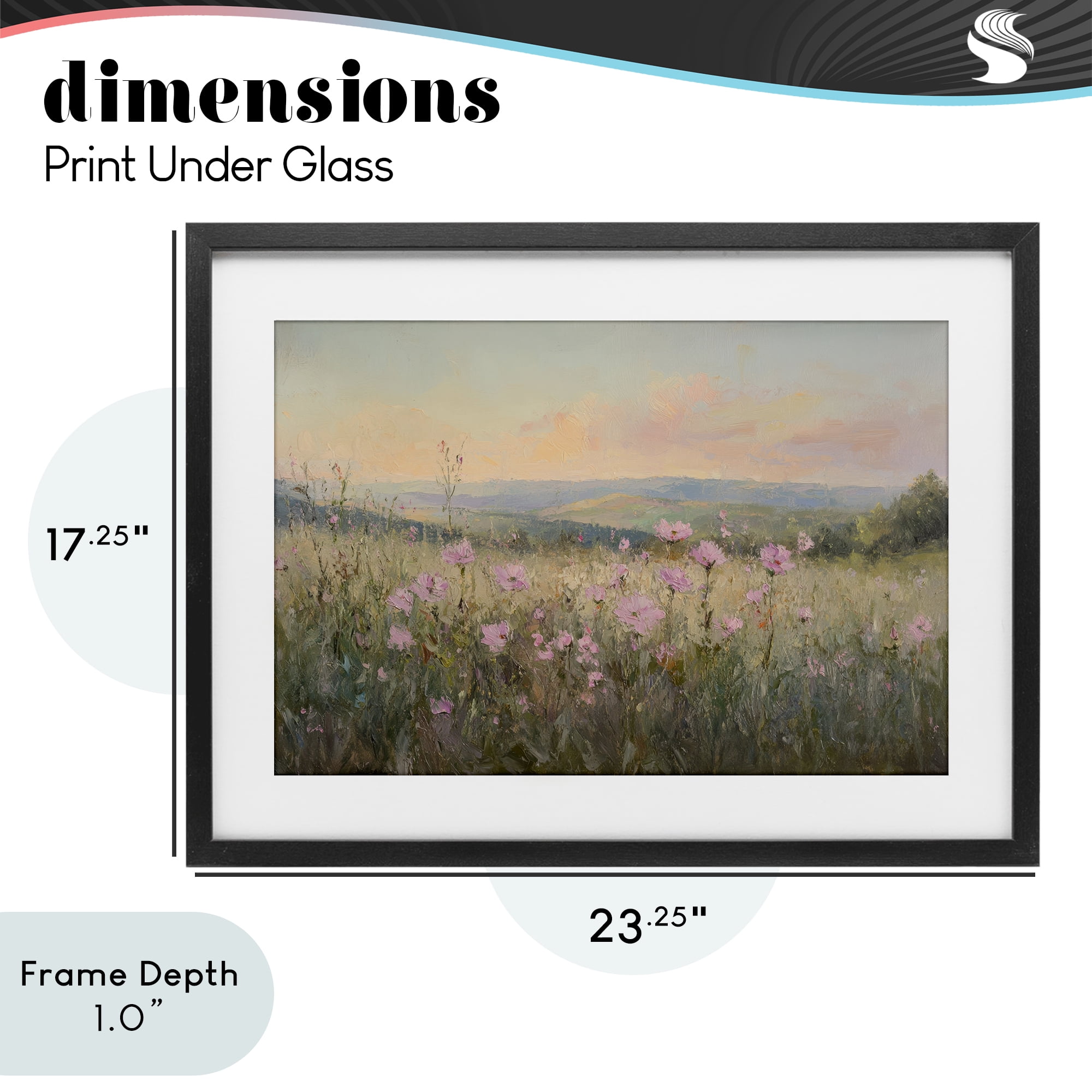 Stupell Industries Tranquil Meadow At Dawn Black Framed Print Under Glass, design by Petal Prints Design