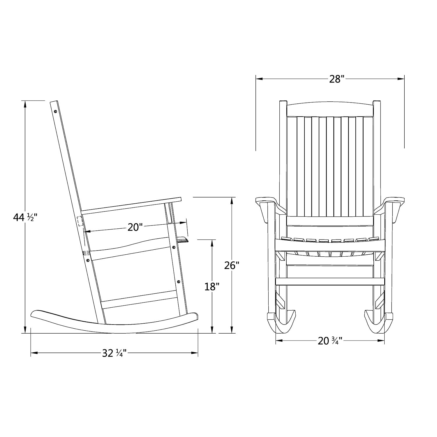 Monstay Solid Wood Outdoor Rocking Chair, Hunter Green