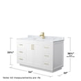 thumbnail image 5 of Wyndham Collection Miranda 54" Metal & Wood Single Bathroom Vanity in White/Gold, 5 of 6