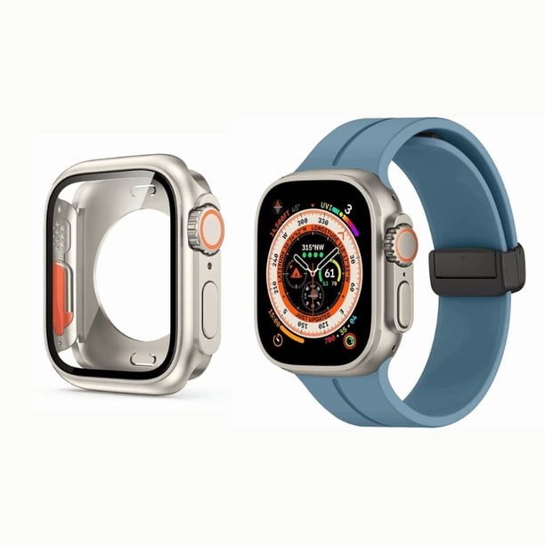 Correa de Silicona Deportiva para Apple Watch, Hebilla Magnética con Full Case, Compatible con Todas las Series
