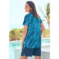 thumbnail image 2 of Swim 365 Women's Plus Size Split-Neck Short-Sleeve Swim Tee With Built-In Bra, 2 of 6