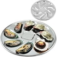 thumbnail image 1 of Plato para ostras, 2 piezas Platos para ostras de acero inoxidable Plato para ostras Con forma de concha Recipiente para ostras duradero con 8 ranuras para salsa de ostras y limones, 1 of 1