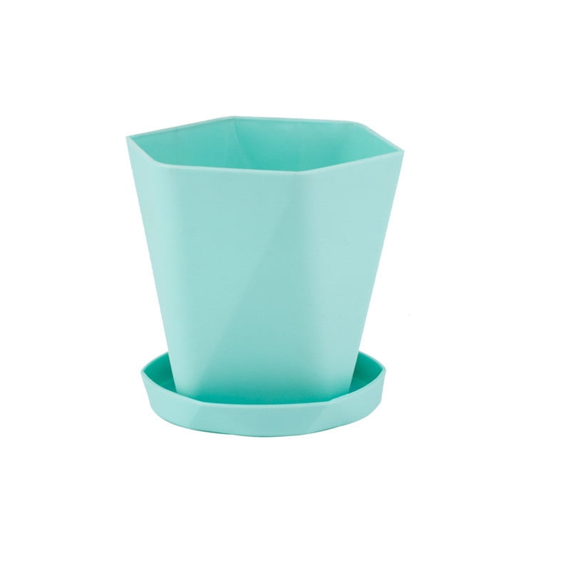 Fridja Plastic Planters with Saucers, Indoor Flower Plant Pots Modern Decorative Gardening Pot