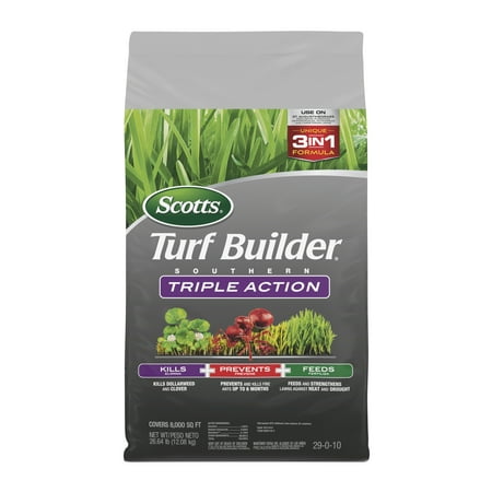 Scotts Turf Builder Southern 3 in 1 Triple Action Weed Slayer, Fire Ant Stopper, and Lawn Fertilizer Granules for 8,000 Square Feet