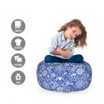 thumbnail image 2 of Navy Blue Storage Toy Bag Chair, Abstract Repeating Birds Flowers Folk Art Scandinavian Traditional Lace Pattern, Stuffed Animal Organizer Washable Bag, Large Size, White Indigo, by Ambesonne, 2 of 3