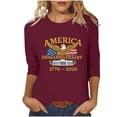 thumbnail image 4 of Lazyguy The US 250th Anniversary Tops Women Graphic Printed Loose Pullover Round Neck 3/4 Sleeves Tees T-Shirts for Party Festival S-4XL White, 4 of 9