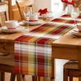 thumbnail image 5 of Tartan Plaid Table Runner - 72 Inch Long Orange Red Autumn Gingham Vintage Check Cotton and Linen Blended Dress Scarves Farmhouse Table Runner for Kitchen Dining, Coffee Table, 13" x 72", 5 of 8