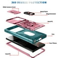 thumbnail image 2 of ELEHOLD Rugged Case for Samsung Galaxy S23 Ultra,Heavy Duty Hybrid Camera Lens Protection 360° Rotation Ring Holder Kickstand Function Anti-Slip Shockproof Armor Case,Pink+Green, 2 of 9