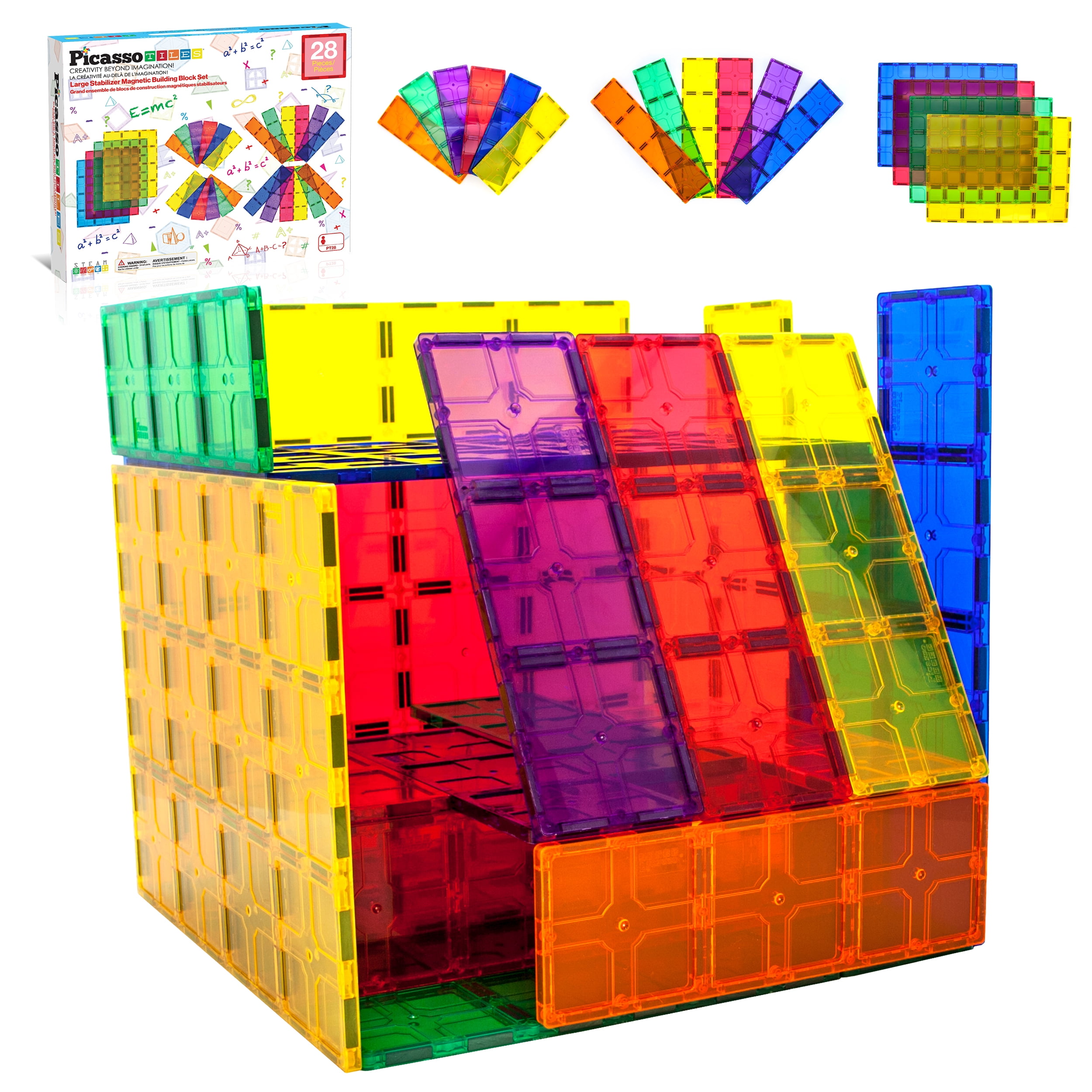minecollビック缶3点セット Mag-Genius building Magnet Tiles 3D Brain Building Blocks Set of