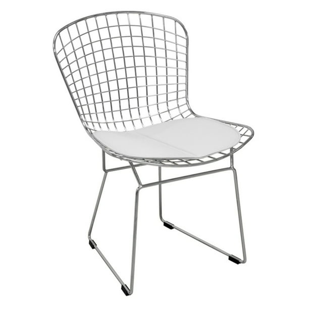 Modern Chrome Wire Dining Side Chair, Contemporary Dining Chair Seat Pads