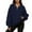 Dark Blue, variant on Oversized Hoodie Womens V-Neck Half Zip Long Sleeve Pullover Jacket Fall Winter Casual Top