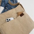 thumbnail image 3 of Bolso Bandolera Pana para Mujer Bolso Mano Casual Bolso Compras (Beige), 3 of 9