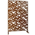 thumbnail image 4 of DUOSONG Outdoor & Indoor Privacy Screen Metal Privacy Screen 76" H×48" W, Freestanding Decorative Privacy Screen For Deck Balcony Patio, Privacy Fence Panels For Outside Lawn Garden Ps117 Brown Brown, 4 of 11
