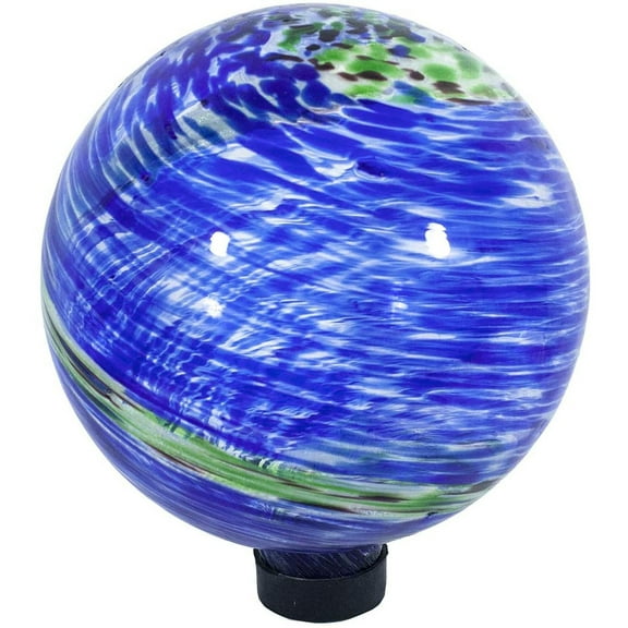 Echo Valley Cobalt Blue Swirl Illuminarie 10 inch Hand Blown Glass Outdoor Garden Gazing Ball