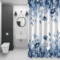 thumbnail image 3 of Blue Flowers Shower Curtain for Bathroom, Spring Watercolor Gradient Blue Floral Leaf Botanical Waterproof Cloth Fabric Bathroom Accessories Set with 12 Rust Proof Plastic Hooks, 72"x84", 3 of 9