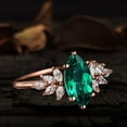 thumbnail image 2 of Emerald Engagement Ring Unique Gold Moissanite Ring Woman Antique Diamond Wedding Ring Bridal Anniversary&nbsp;Gift, 2 of 4