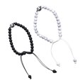 thumbnail image 2 of Accesorio de moda exclusivo de piedra blanca y negra para hombres y mujeres Pulsera ajustable de turquesa esmerilada, 2 of 8