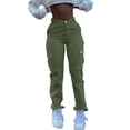 thumbnail image 2 of Cargo Jeans For Women Mid With Elastic Waist Plus Size Skinny Lifting Denim With Pockets, 2 of 7