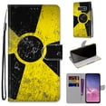 thumbnail image 2 of For Samsung Galaxy S10 Case, Mantto Magnetic PU Leather Phone Case With Hand Rope Strap Cute Pattern Painted Flip Credit/ ID Card Wallet Slots Stand, Yellow&Black, 2 of 8