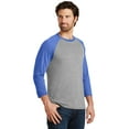 thumbnail image 4 of District Made Mens Perfect Tri 3/4 Sleeve Raglan-S (Royal Frost/ Grey Frost), 4 of 6
