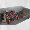 thumbnail image 6 of Psychedelic Soft Flannel Fleece Throw Blanket, Grunge Graffiti Inspired Pattern of Colorful Shapes on Dark Toned Background, Cozy Plush for Indoor and Outdoor Use, 60" x 80", Multicolor, by Ambesonne, 6 of 6