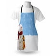 thumbnail image 3 of Snowman Apron Winter Time Theme Cute Snowman with Christmas Hat Scarf and Present Happy Holiday, Unisex Kitchen Bib Apron with Adjustable Neck for Cooking Baking Gardening, Multicolor, by Ambesonne, 3 of 3