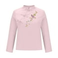 thumbnail image 4 of Fall Saving! HVOBTTY Women's Long Sleeved Pullover T Shirts, Fall Tops for Women, Women's Casual Solid Color Round Neck Long Sleeves Linen Loose T Shirt Pink, XL, 4 of 4