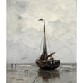 thumbnail image 2 of Jacob Maris 15x17 Black Ornate Wood Framed Double Matted Museum Art Print Titled - Fishing Boat, 2 of 5