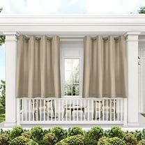 Exclusive Home Curtains Biscayne Indoor/Outdoor Two Tone Textured Grommet Top Curtain Panel Pair, 54x63, Sand