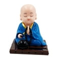 thumbnail image 2 of Figura solar de juguete para coche, decoración para salpicadero, estatua de monjes budistas, juguete cabezón Azul, 2 of 9