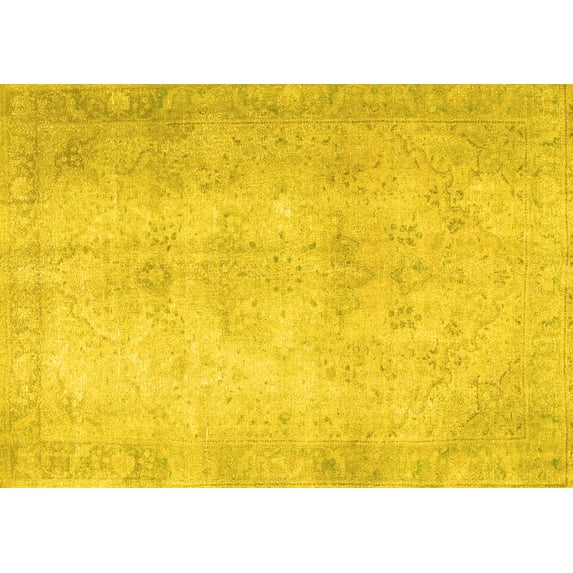 Ahgly Company Indoor Rectangle Persian Yellow Traditional Area Rugs, 7' x 9'