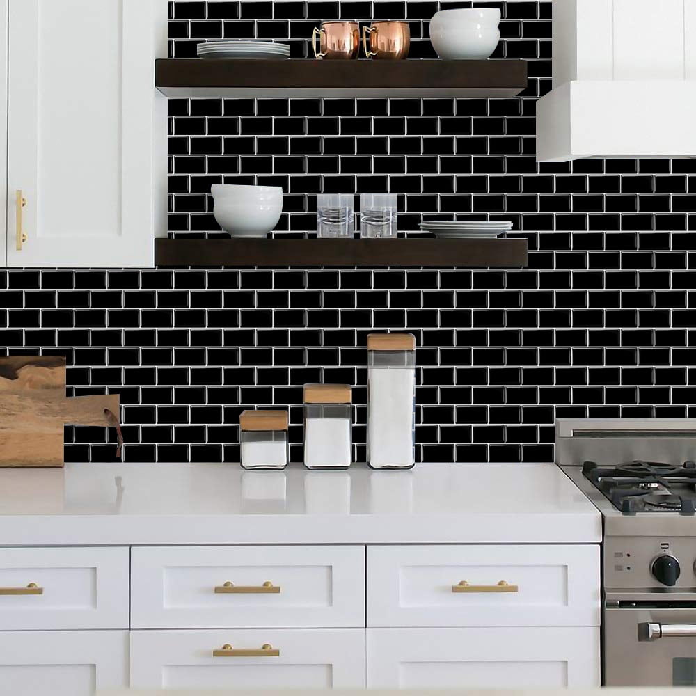 clevermosaics Marble Vinyl Peel and Stick Tile for Kitchen Backsplash, 12" x 12", Pack of 10