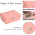 thumbnail image 5 of Jewelry Boxes for Women Girls, Jewelry Organizer Box, 2-Layer Large Velvet Jewelry Organizer for Rings Necklaces Bracelets Watch Earring（Pink）, 5 of 8