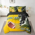 thumbnail image 2 of Feelyou American Football Bedding Comforter Set 7 Pieces for Boys, Rugby Sport Queen Bedding Sets, Orange Green Queen Sheet Sets, Green Bay Print Bedroom Decor, 2 of 8