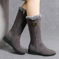 thumbnail image 2 of Tao Tao Women's Winter Fashion Mid-Calf Snow Boots,New Warm Faux Fur-Lined Non-Slip Side Zip Suede Leather Tall Boots Gray 40, 2 of 5